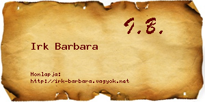 Irk Barbara névjegykártya